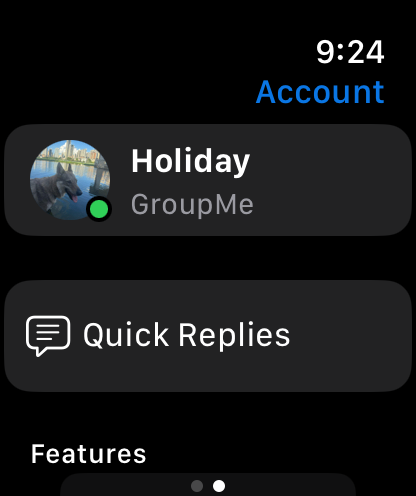 GroupX account screen on Apple Watch