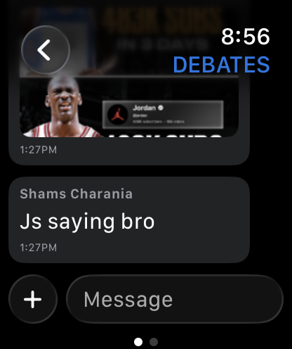 GroupX chat detail on Apple Watch